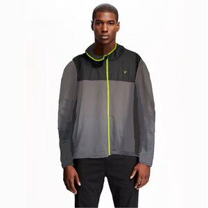 Old Navy Active Full-Zip Hooded Windbreaker Jacket Sz 3XLT Grey/Black/Neon Green